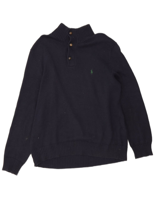 Pulover Polo Ralph Lauren pentru bărbați, cu gât cu nasturi, bumbac mare, albastru bleumarin