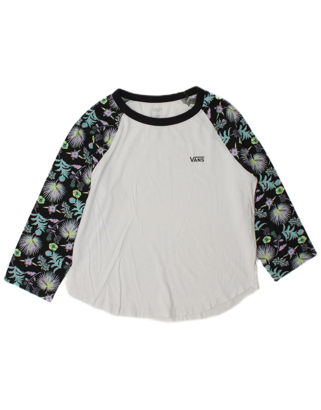 Top pentru femei Vans cu mâneci 3/4 UK 14 Medium White Colorblock