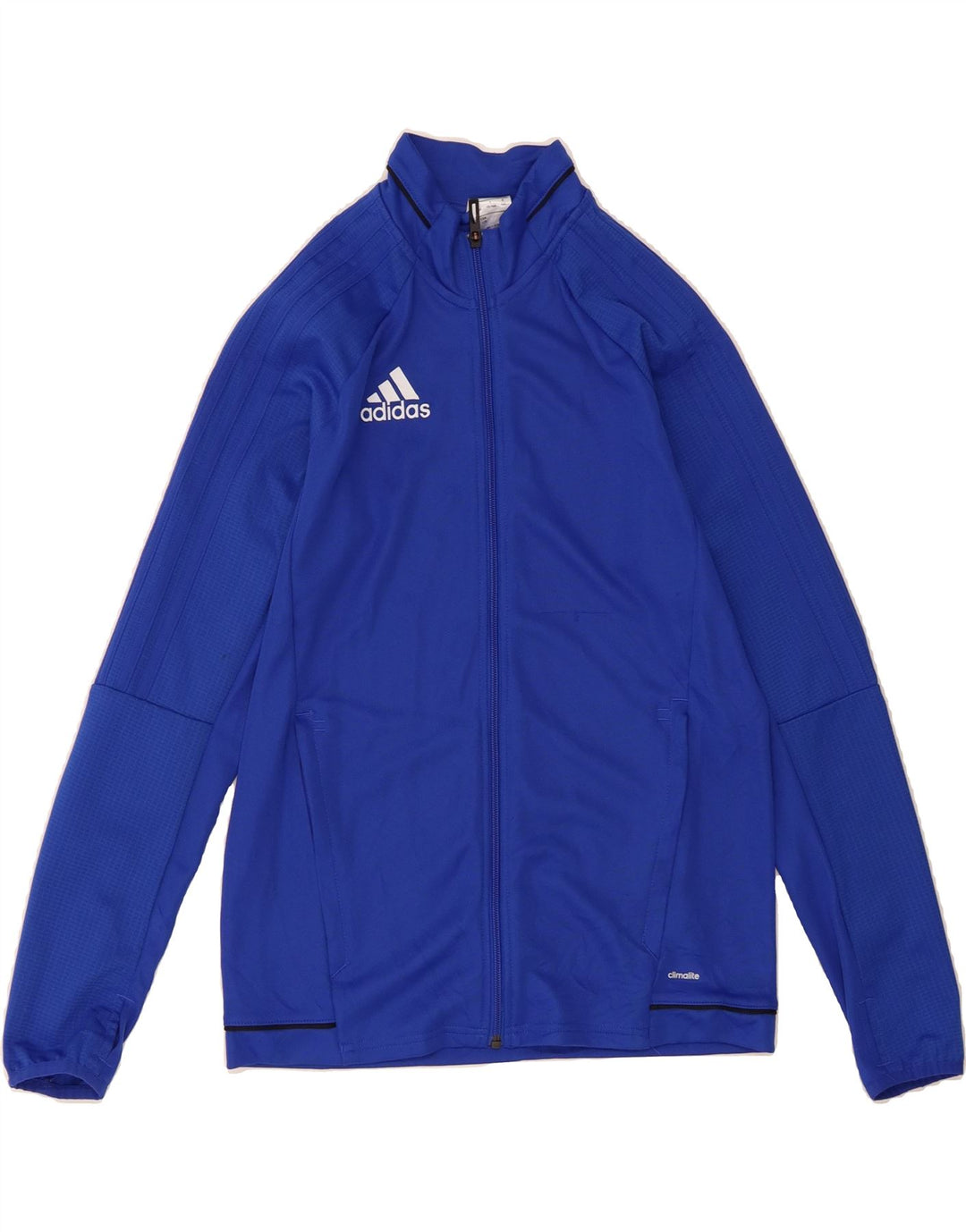 ADIDAS Boys Climalite Tracksuit Top Jacket 13-14 Years Blue Polyester Vintage Adidas and Second-Hand Adidas from Messina Hembry 