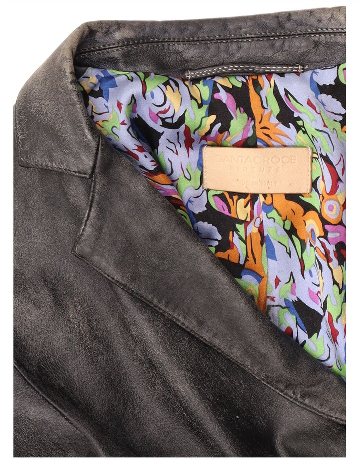 Blazer pentru femei Santacroce, din piele, cu 2 nasturi, UK 10 Mic Negru