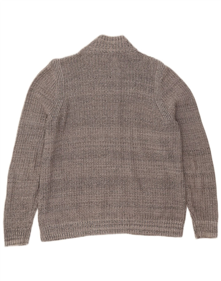 Pulover pentru bărbați Marks & Spencer, cu fermoar, cu gât, Marea Britanie 38/40, gri mediu cu pete