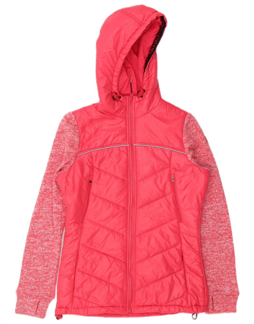 Jachetă căptușită cu glugă Superdry pentru femei UK 8 mic roz poliester cu pături