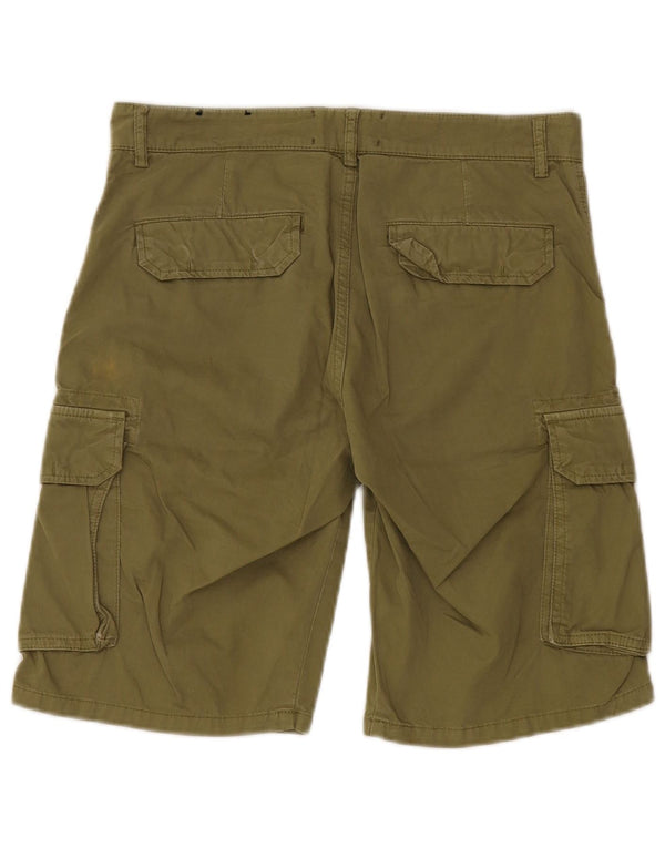 Lyle & Scott Mens Regular Fit Cargo Shorts W31 Medium Khaki Cotton