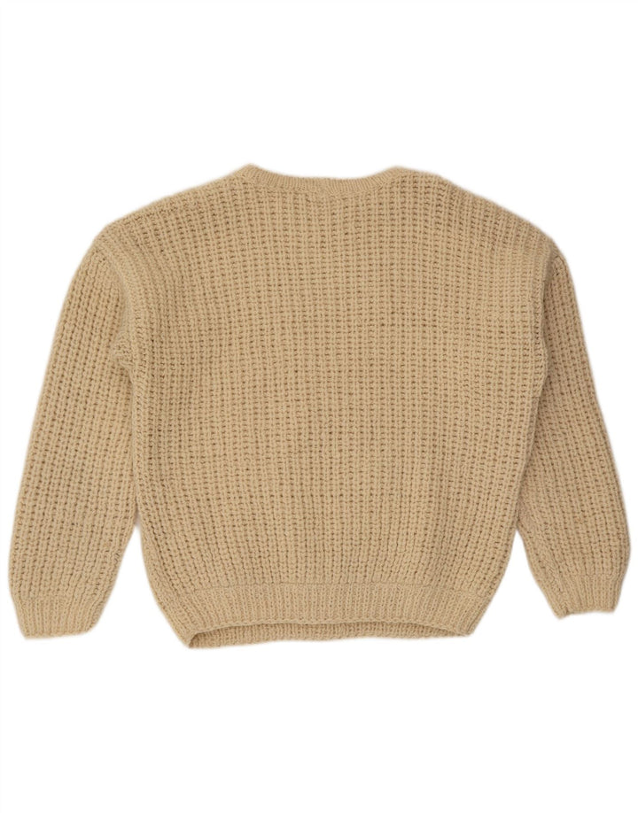 Pulover vintage pentru bărbați, cu gâtul turn, XL, bej