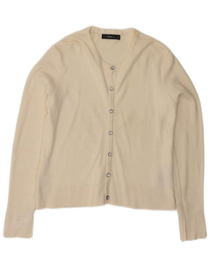 Pulover cardigan pentru femei Zara UK 12 Medium White Viscose
