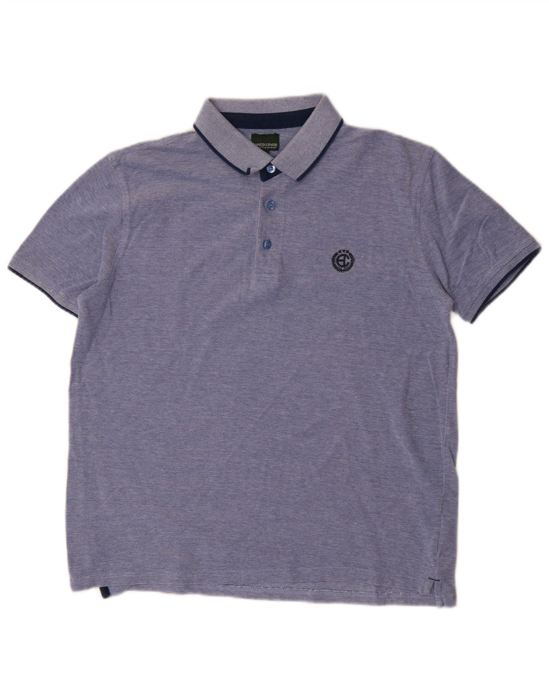 Tricou polo Enrico Coveri pentru bărbați, bumbac albastru mediu