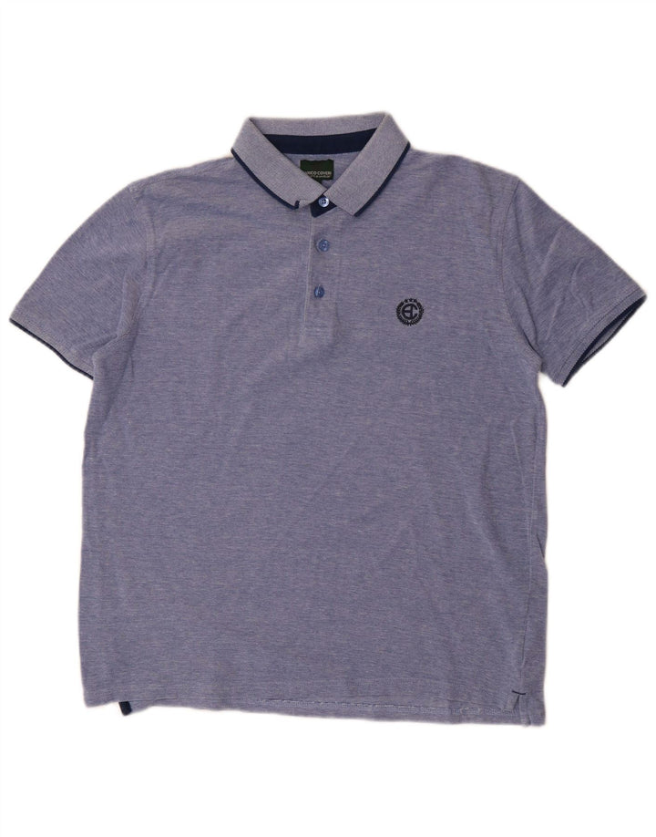 Tricou polo Enrico Coveri pentru bărbați, bumbac albastru mediu