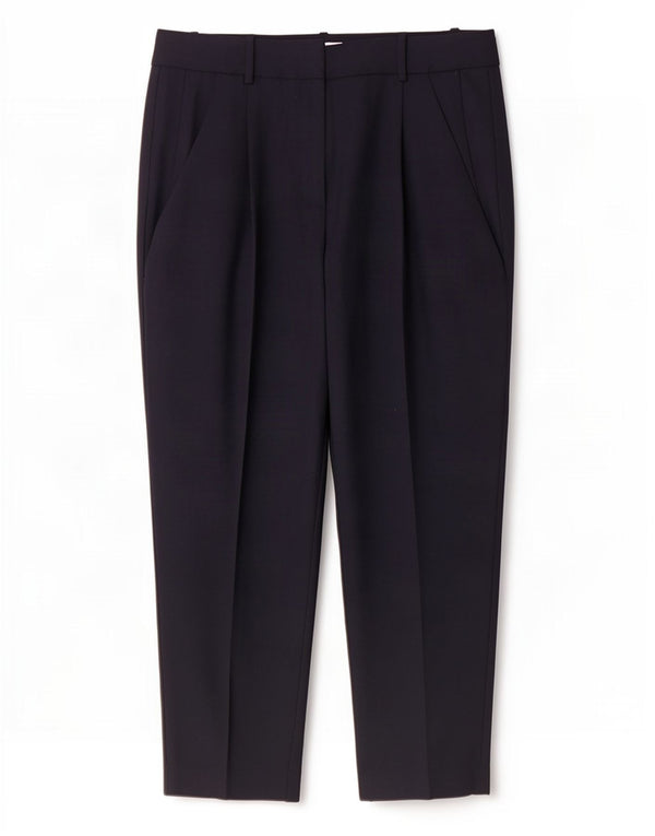 Reiss Pantaloni de costum crop conici pentru femei UK 12 Medium L32 L26 Lână bleumarin
