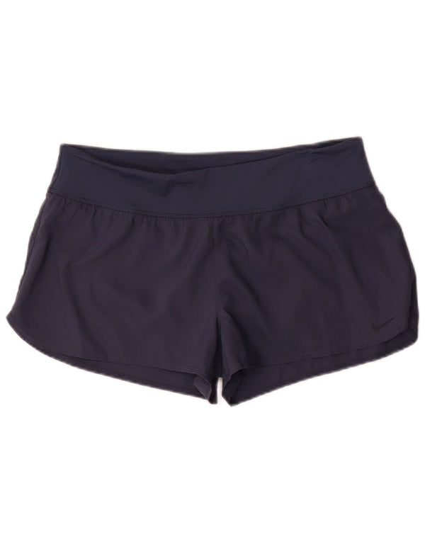 Nike Womens Sport Shorts UK 16 Large Navy Blue Polyester