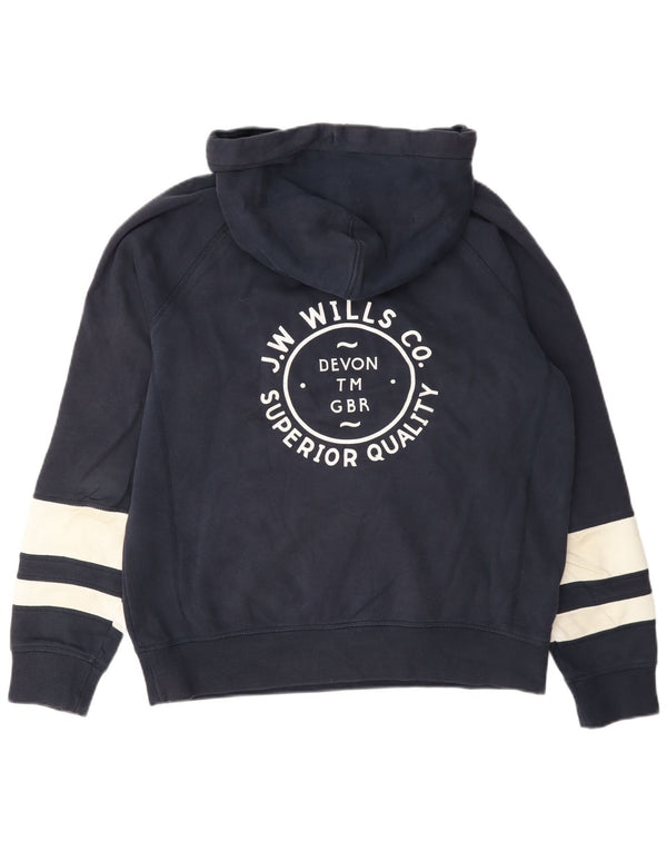 Jack Wills Pulover cu glugă cu grafic pentru femei UK 12 Medium Bleumarin Colorblock