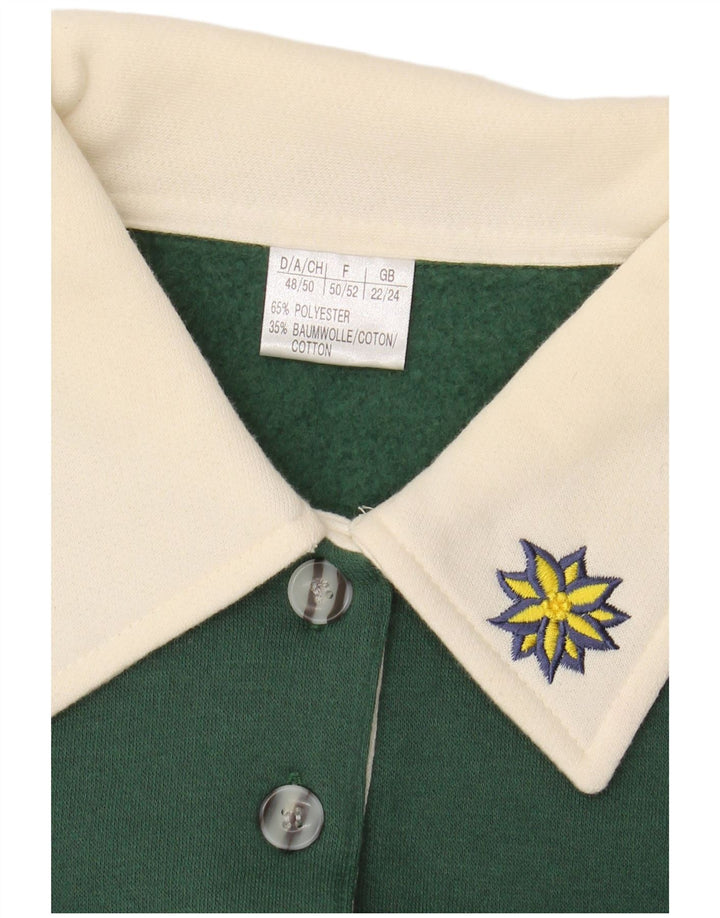 Pulover VINTAGE pentru femei cu gât polo și pulover UK 22/24 3XL Poliester verde