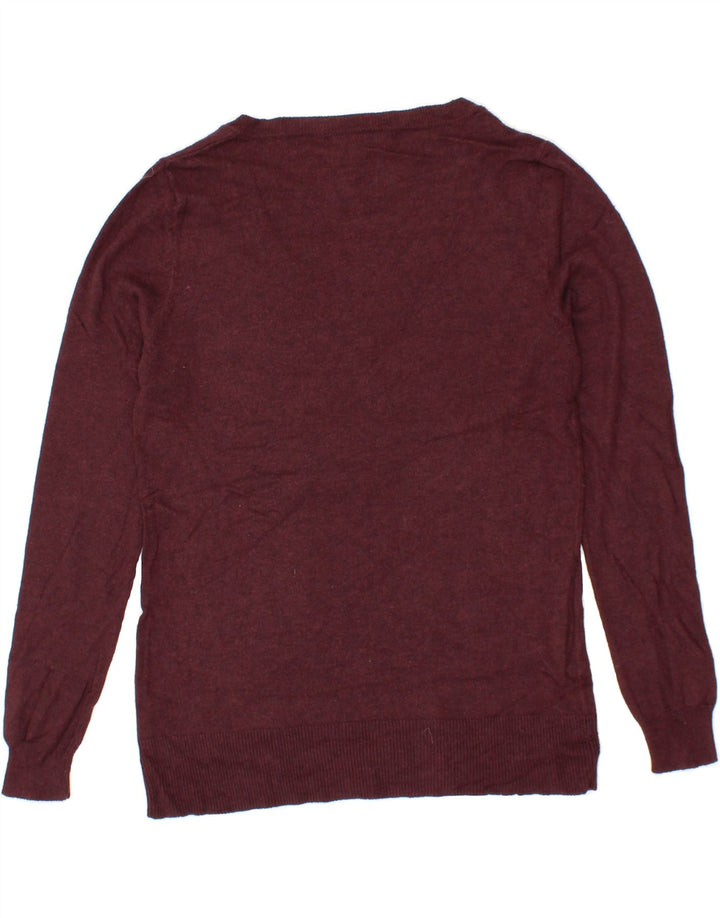 MOSSIMO Womens V-Neck Jumper Sweater UK 12 Medium Burgundy Nylon Vintage Mossimo and Second-Hand Mossimo from Messina Hembry 
