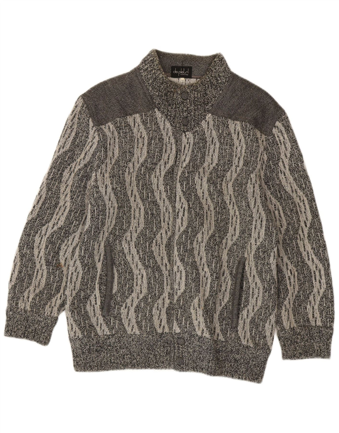 Pulover cardigan pentru bărbați De Pletrl IT 50 Lână Chevron Gri Mediu