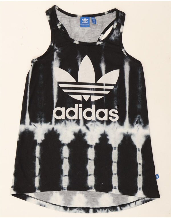 Vesta grafică pentru femei Adidas UK 6 XS Poliester cu vopsea cravată neagră