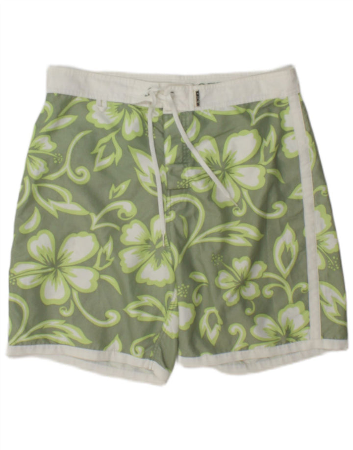 Sundek Pantaloni scurți de înot pentru bărbați, mari, verde, cu flori din poliester