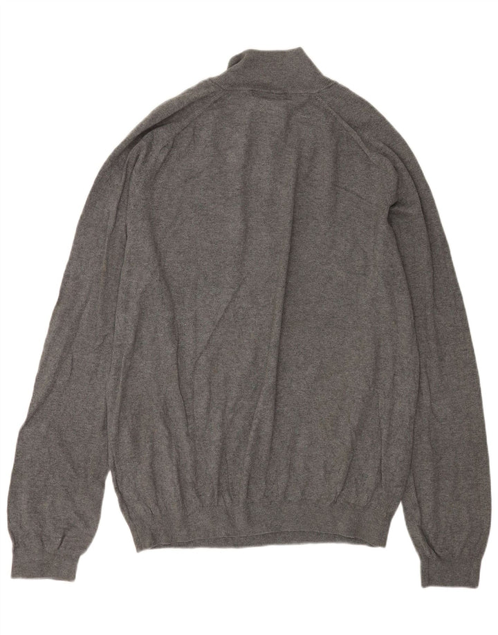EDDIE BAUER Pulover pentru bărbați cu fermoar și gât, bumbac mare, gri