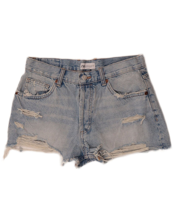 Pantaloni scurți din denim învechit pentru femei Zara EU 38 Small W28 Bumbac albastru