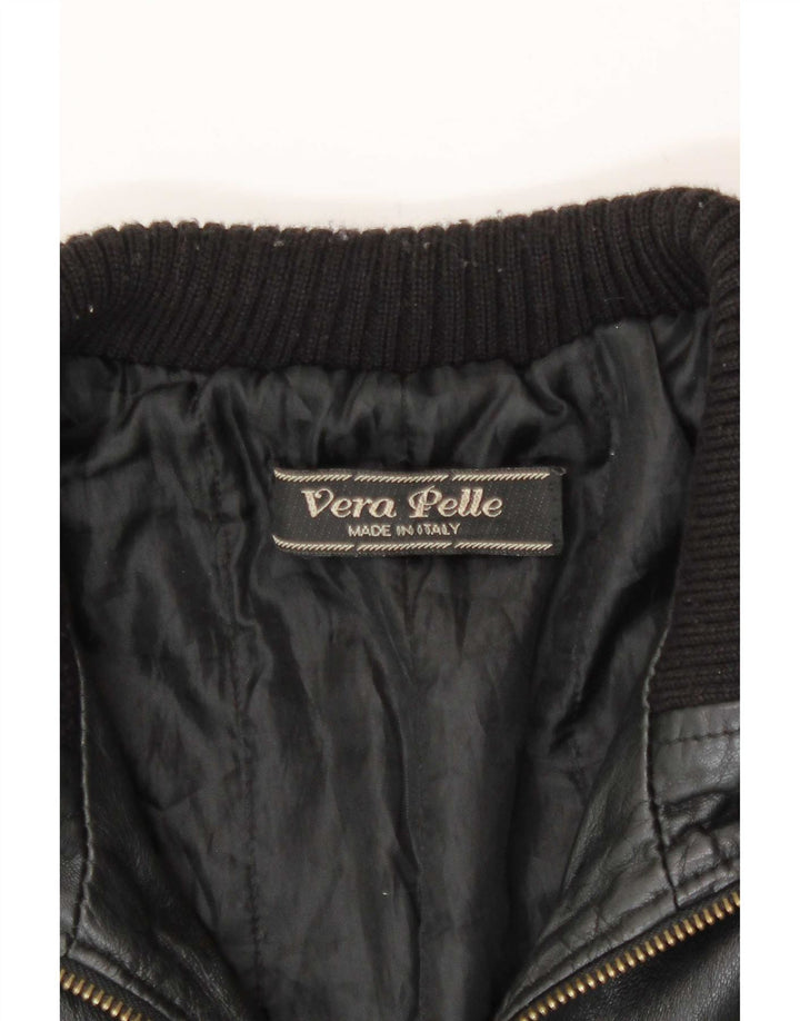 Jachetă de piele vintage pentru bărbați UK 36 Small Black