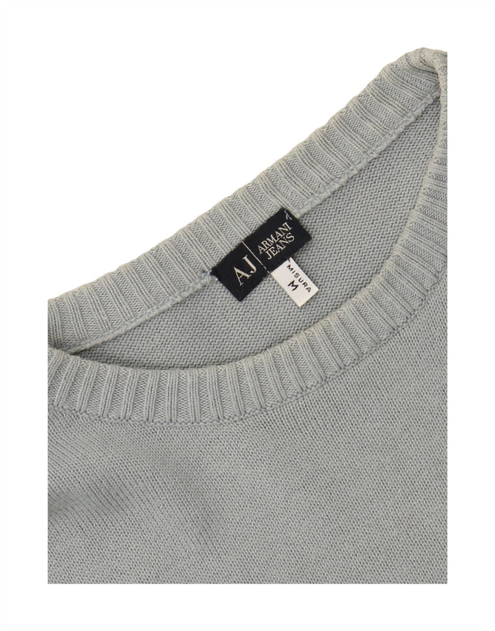 ARMANI JEANS Mens Crew Neck Jumper Sweater Medium Grey Cotton Vintage Armani Jeans and Second-Hand Armani Jeans from Messina Hembry 