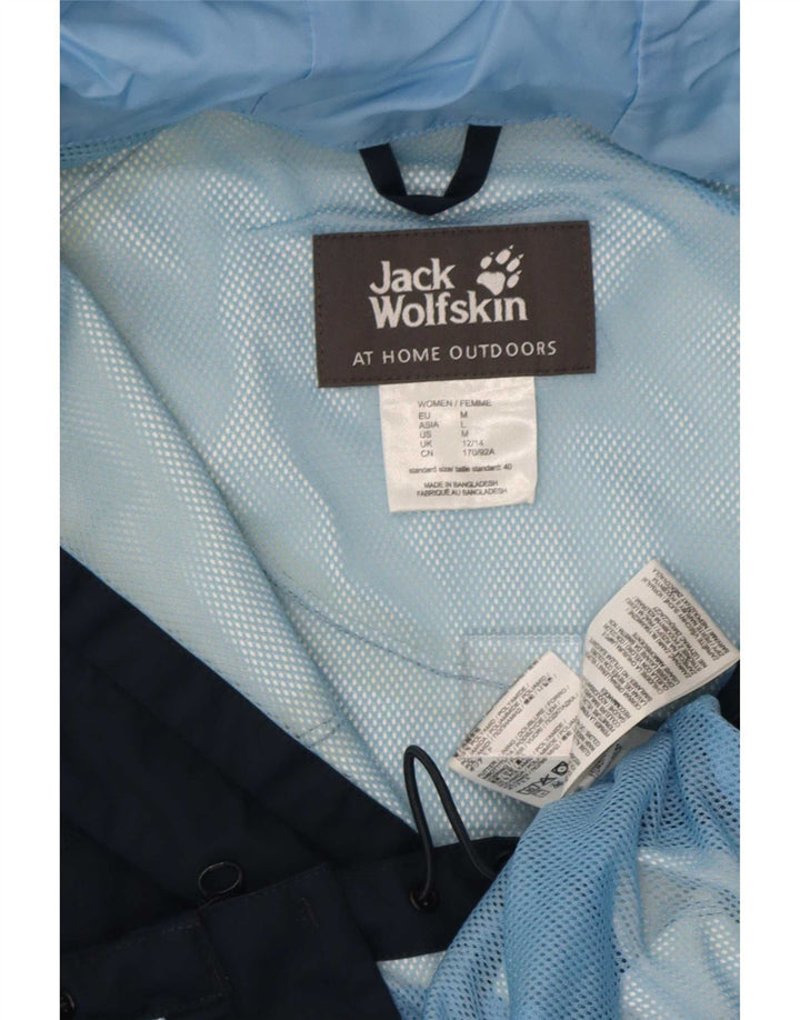 Jack Wolfskin Jachetă de ploaie cu glugă pentru femei Marea Britanie 12/14 Poliamidă medie bleumarin