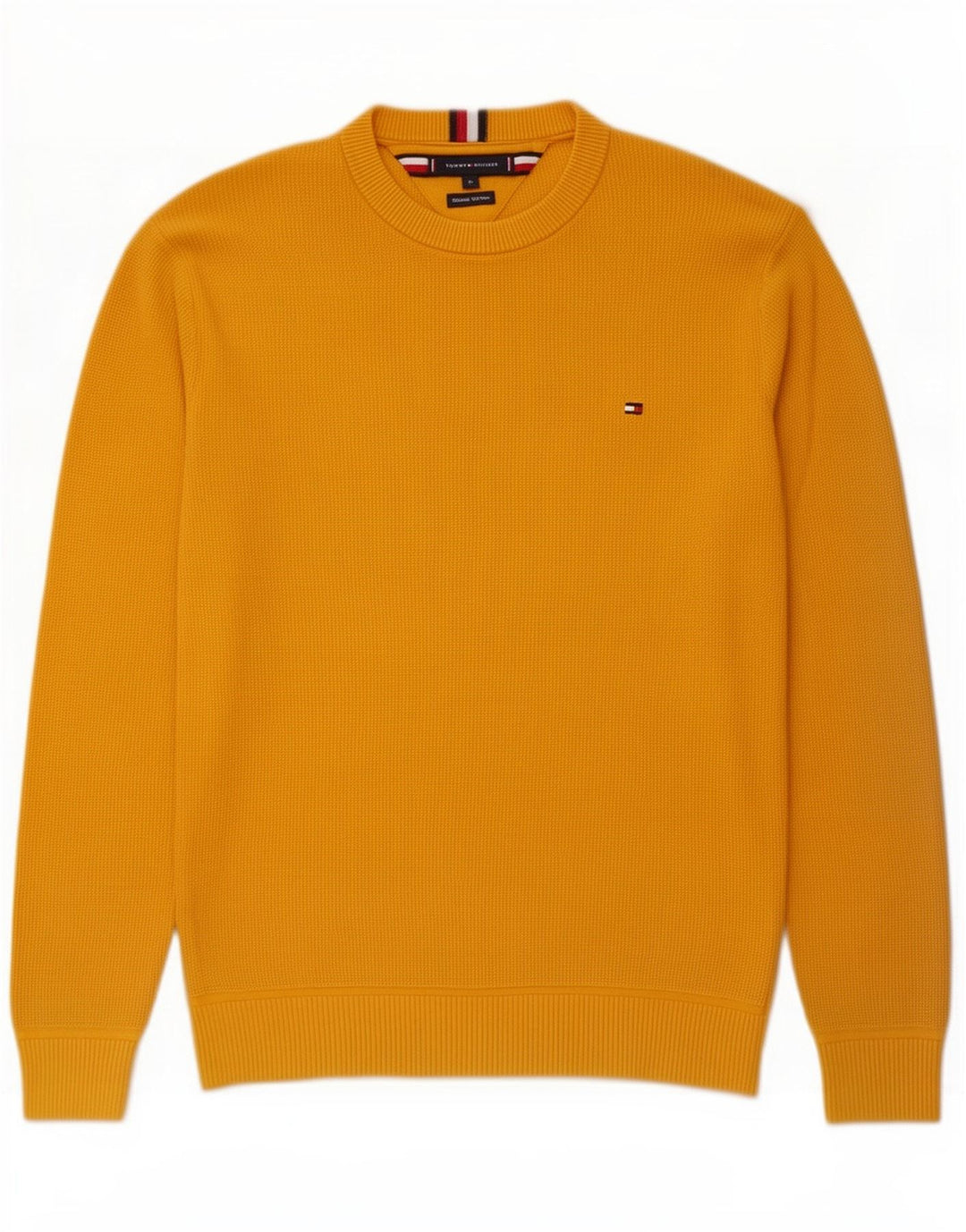 Pulover Tommy Hilfiger pentru bărbați, cu gât crew, bumbac galben mediu
