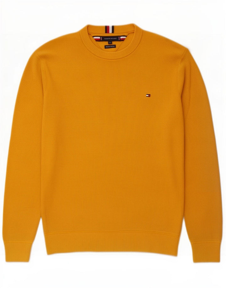 Pulover Tommy Hilfiger pentru bărbați, cu gât crew, bumbac galben mediu