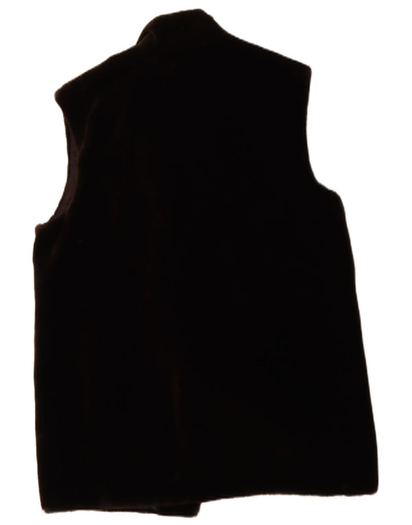 Gilet de damă vintage supradimensionat cu blană artificială EU 38 Maro Mediu Poliacrilic