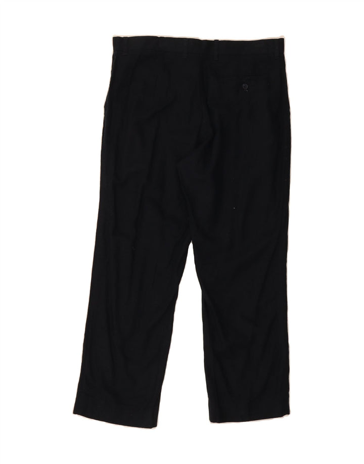 MARKS & SPENCER Womens Straight Suit Trousers W34 L29 Black Linen Vintage Marks & Spencer and Second-Hand Marks & Spencer from Messina Hembry 