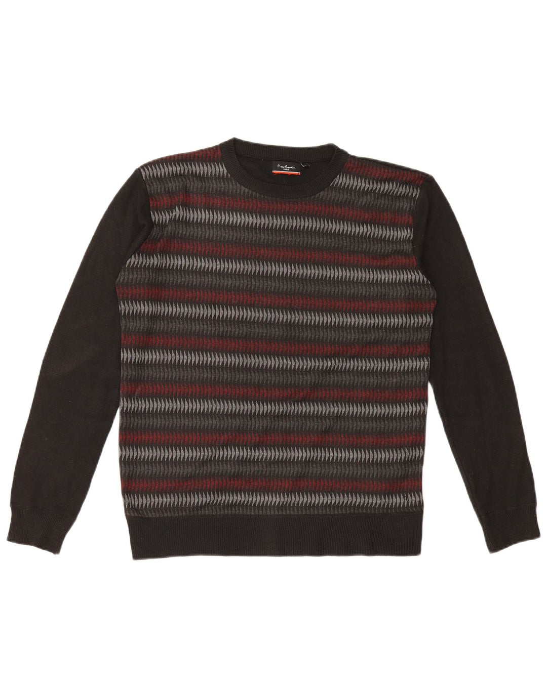 Pulover pentru bărbați Pierre Cardin, cu gât crew, poliester geometric mare, negru