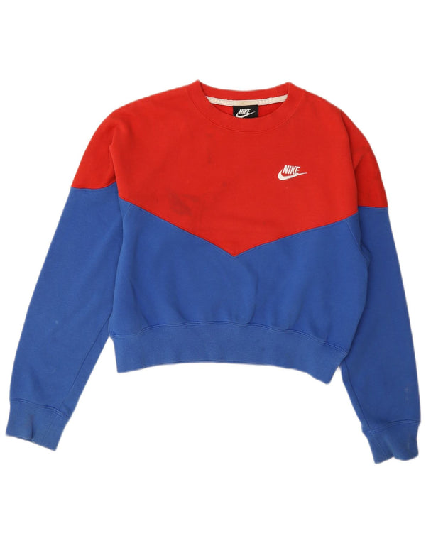 Pulover Nike Crop pentru femei UK 10 Bumbac color bloc roșu mic