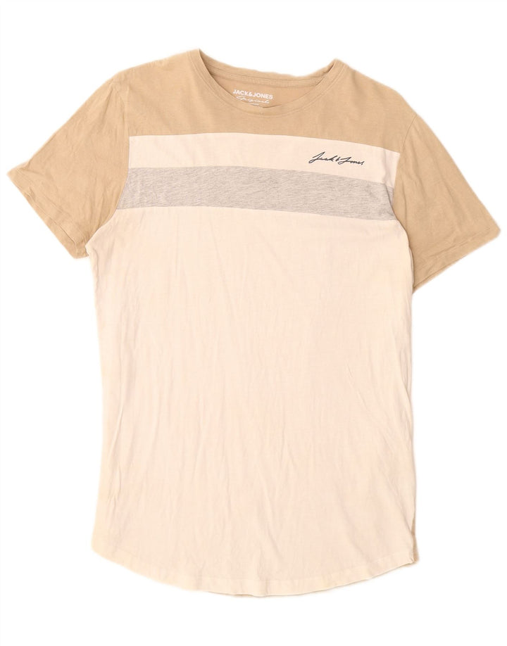 JACK & JONES Tricou pentru bărbați Top mediu alb din bumbac color bloc