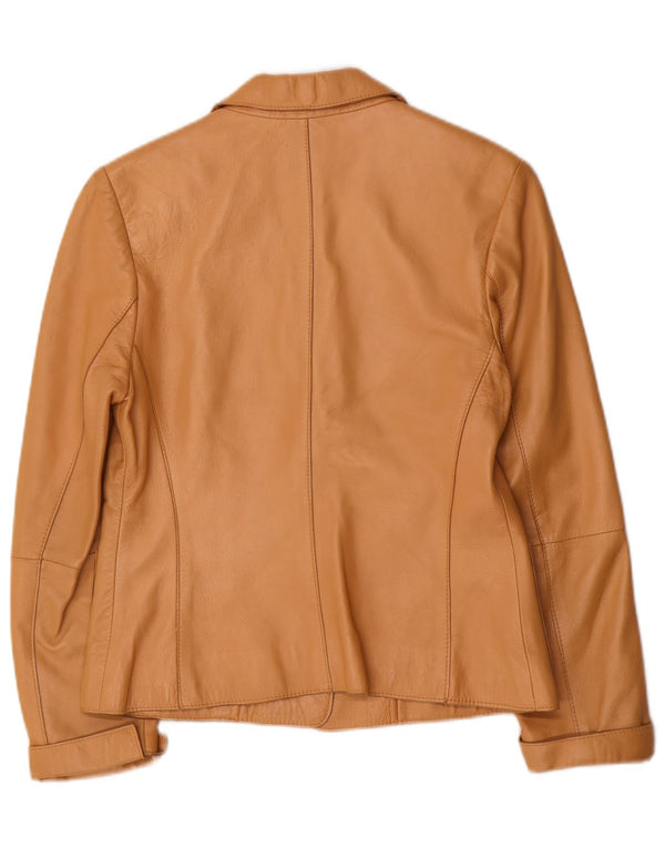 Jake's Jake's Womens 2 Buttons Leather Blazer Jacket UK 10 Small Beige Leather