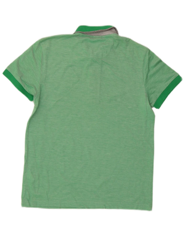 Cămașă polo pentru bărbați Hugo Boss Slim Fit, bumbac cu pete verde mediu
