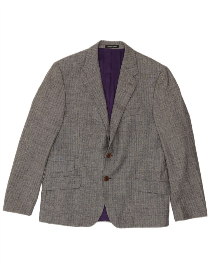 Sacou Paul Smith pentru bărbați, cu 2 nasturi, UK 40, lână mare, gri cu dungi