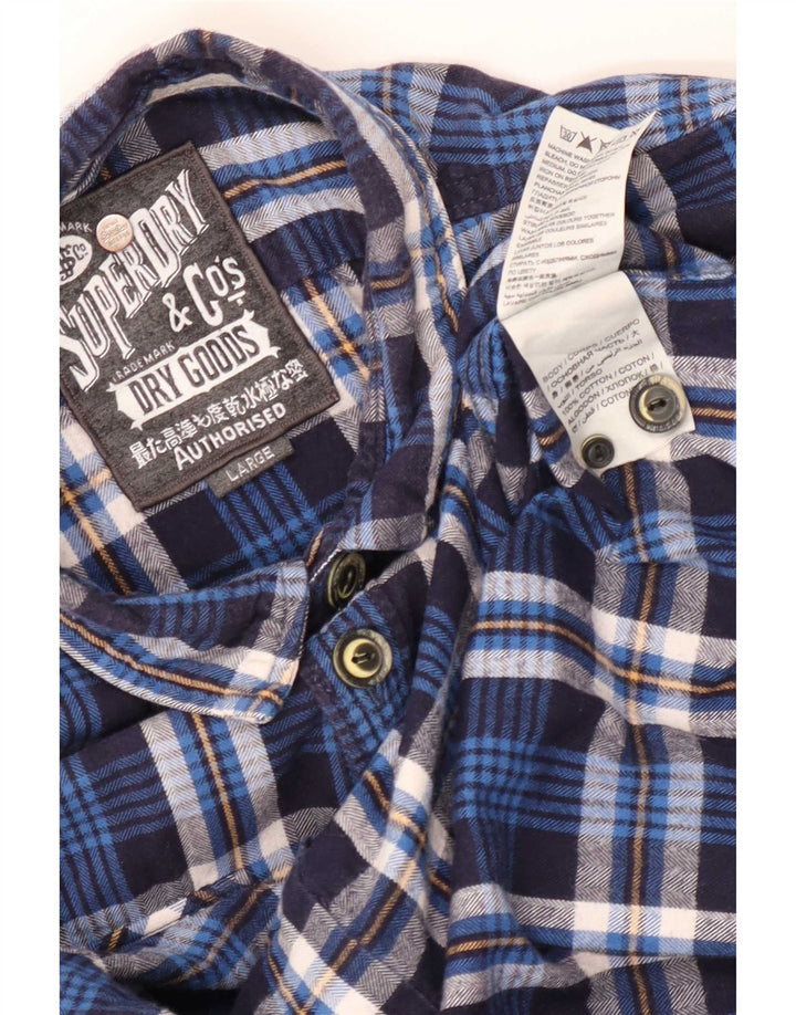 Cămașă de flanel pentru bărbați Superdry, din bumbac cu carouri, albastru bleumarin