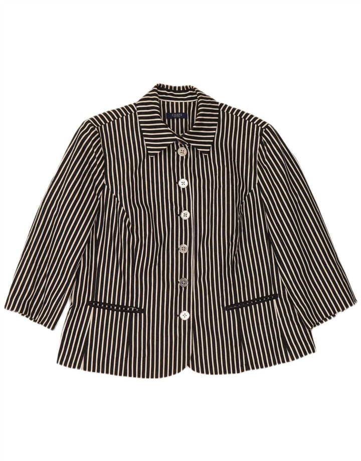 Jachetă Chaps pentru femei cu mâneci 3/4 și 6 nasturi, Marea Britanie 18 XL, bleumarin, cu dungi