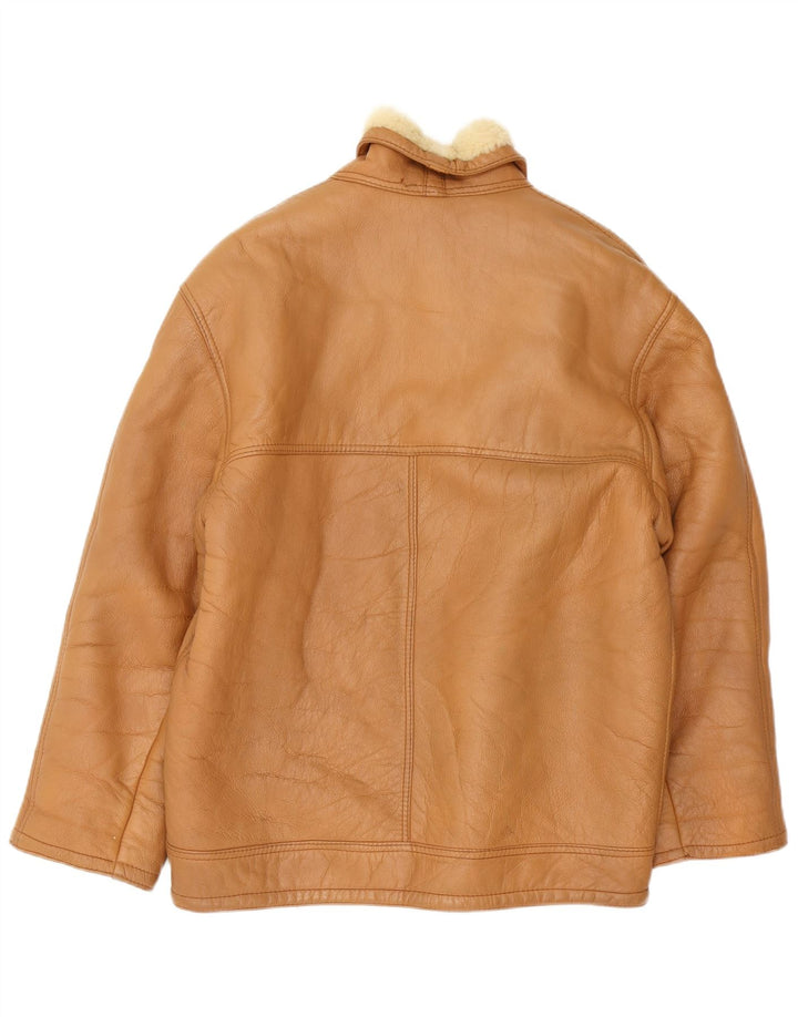 Jachetă vintage pentru bărbați din shearling UK 40 mare maro
