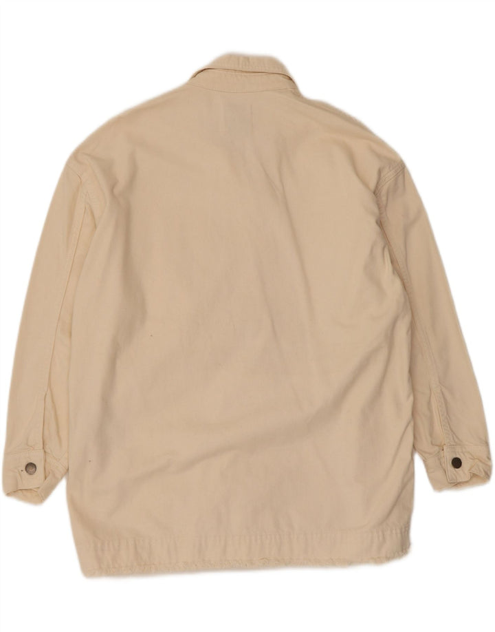 ZARA Womens Oversized Denim Jacket UK 6 XS Off White Cotton Vintage Zara and Second-Hand Zara from Messina Hembry 