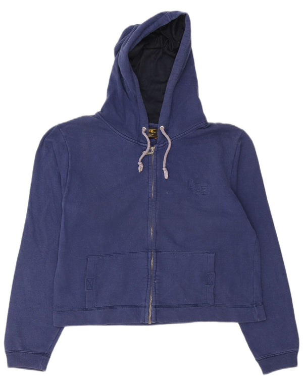 Pulover Lee pentru femei Crop Zip Hoodie UK 18 XL Bumbac bleumarin