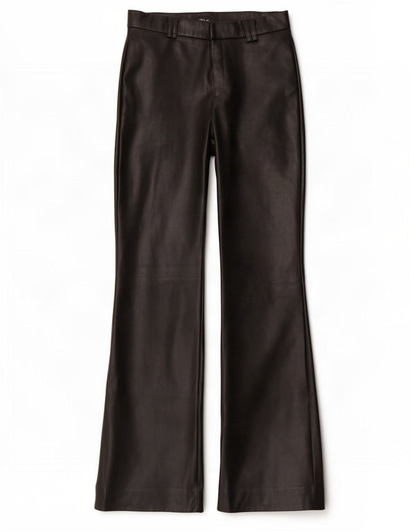 Pantaloni din piele artificială evazată pentru femei Zara Mici L26 L31 Negri