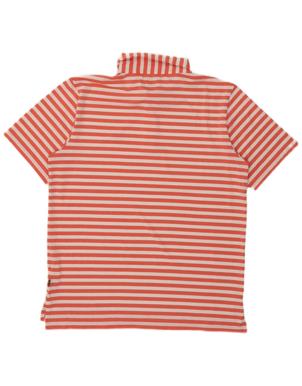 Tricou polo Calvin Klein pentru bărbați, poliester cu dungi portocaliu mediu