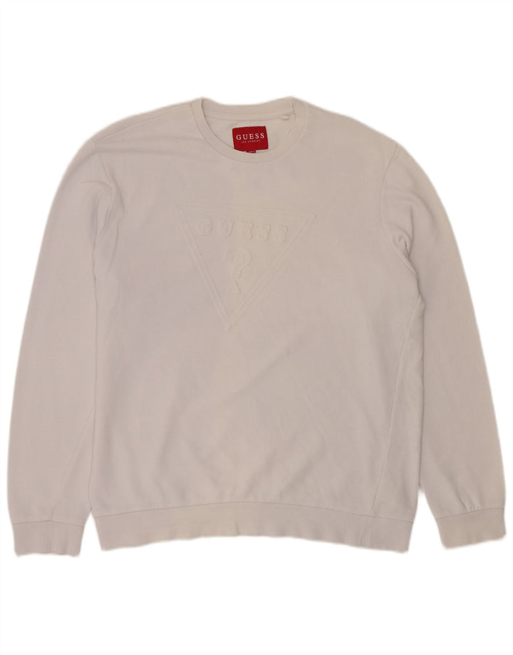 Pulover grafic pentru bărbați Guess, XL, bumbac alb
