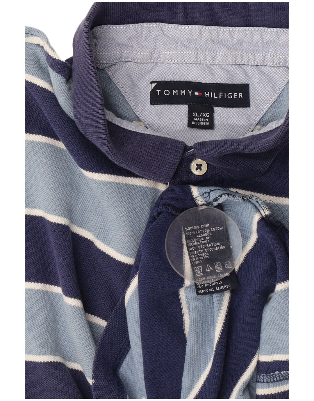 Cămașă polo pentru bărbați Tommy Hilfiger XL, bumbac cu dungi albastru bleumarin