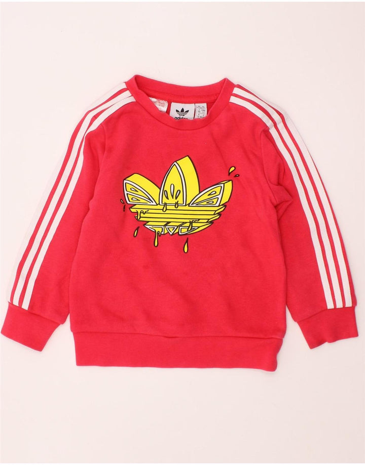 Pulover ADIDAS pentru fete, cu grafic, 18-24 luni, bumbac roz