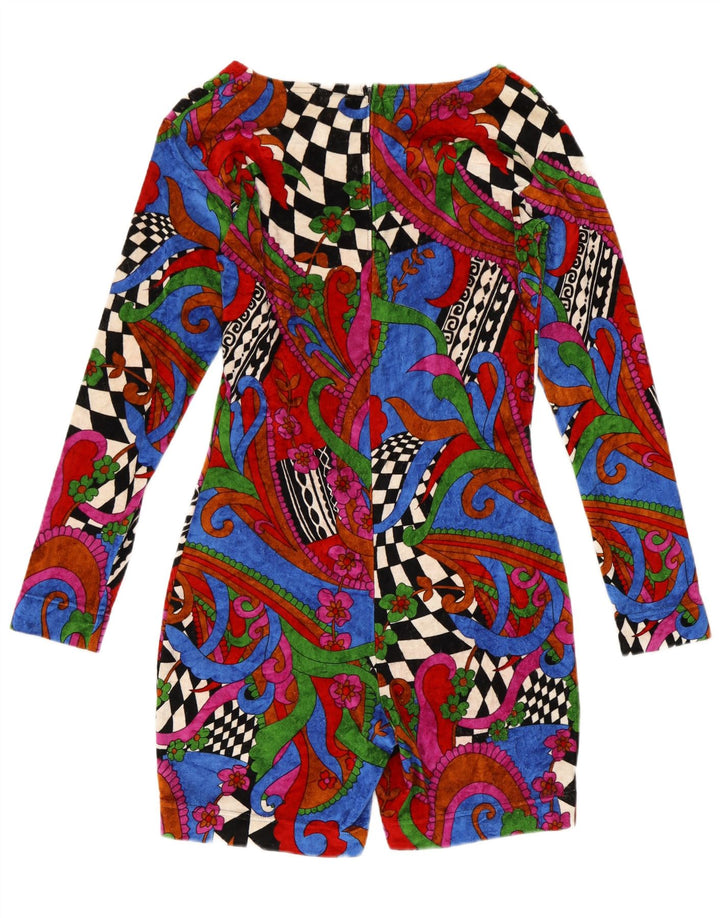 Combi de velur vintage pentru femei UK 12 Medium Multicolor Paisley