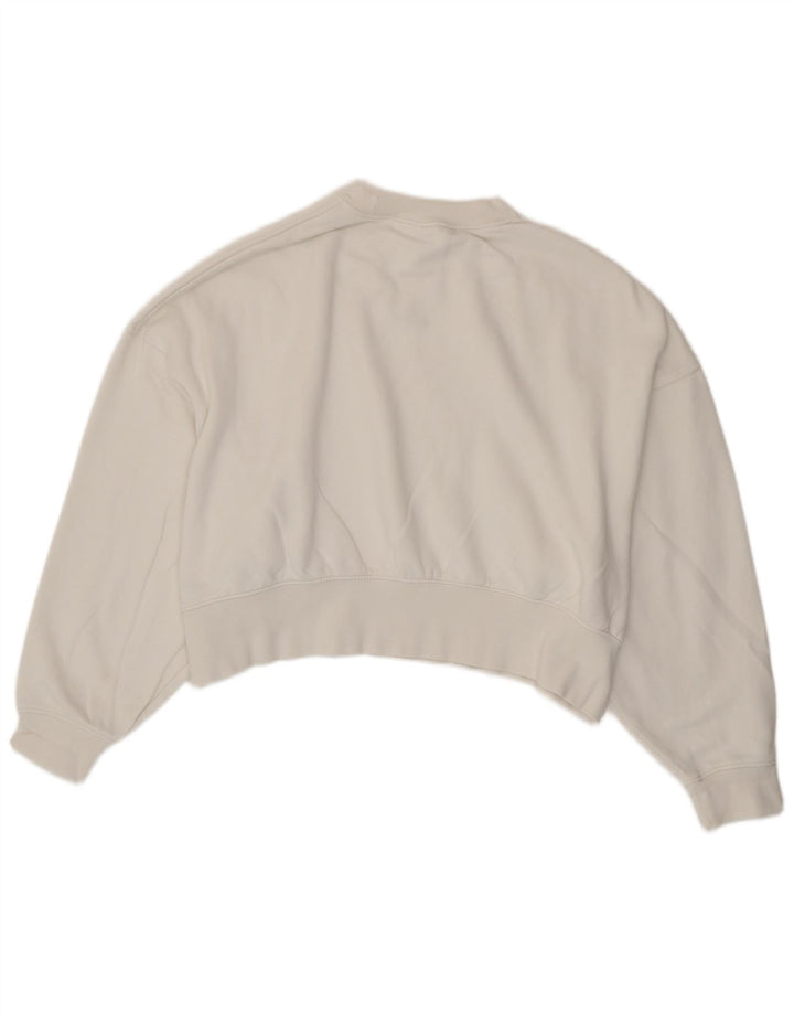 Pulover oversized crop Nike pentru femei UK 14 Bumbac alb mediu