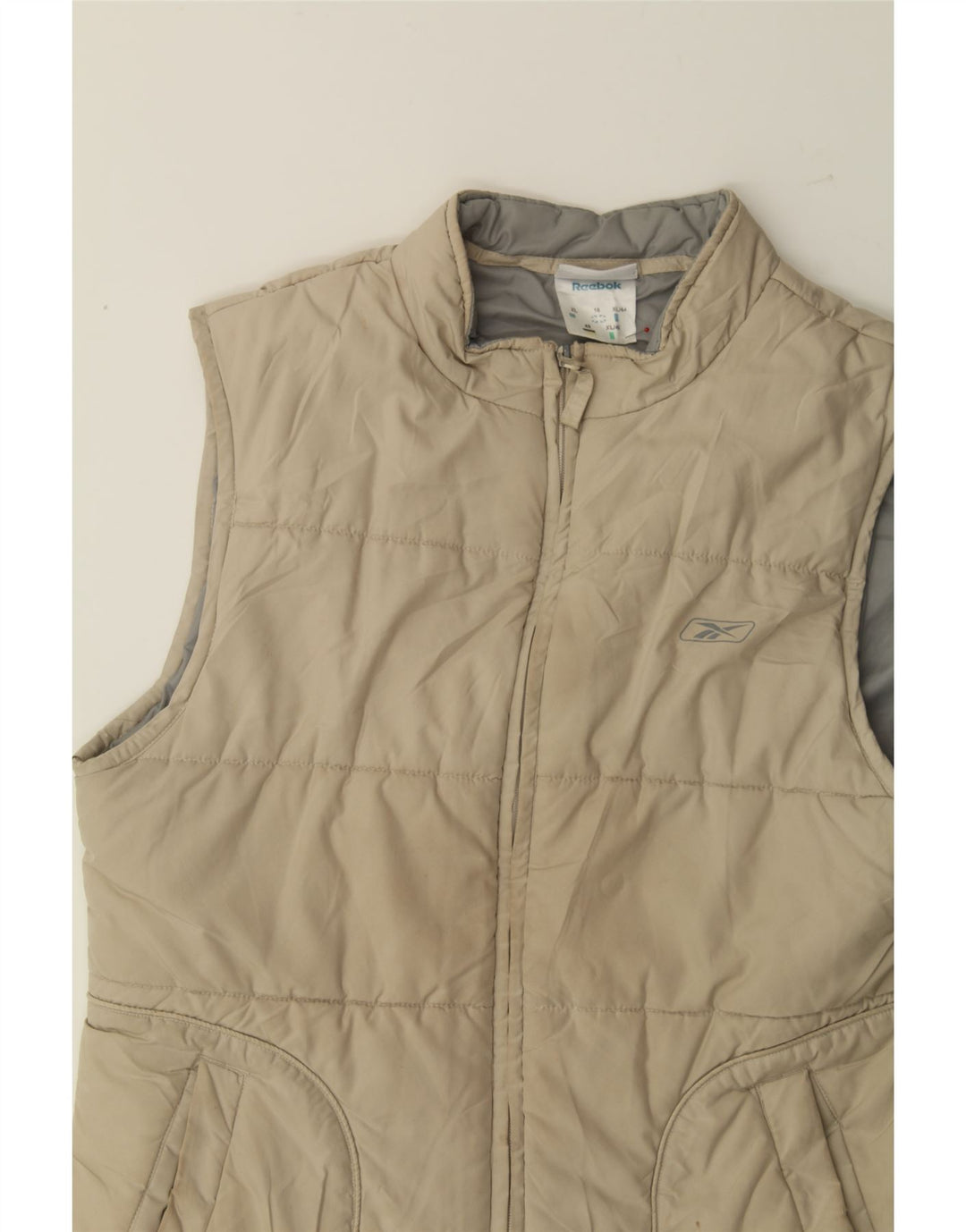 REEBOK Womens Padded Gilet UK 16 Large  Beige Polyester Vintage Reebok and Second-Hand Reebok from Messina Hembry 