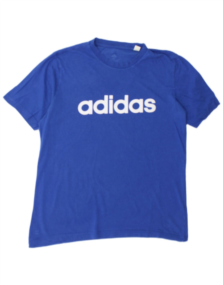 Tricou grafic pentru bărbați Adidas Top, bumbac albastru mediu