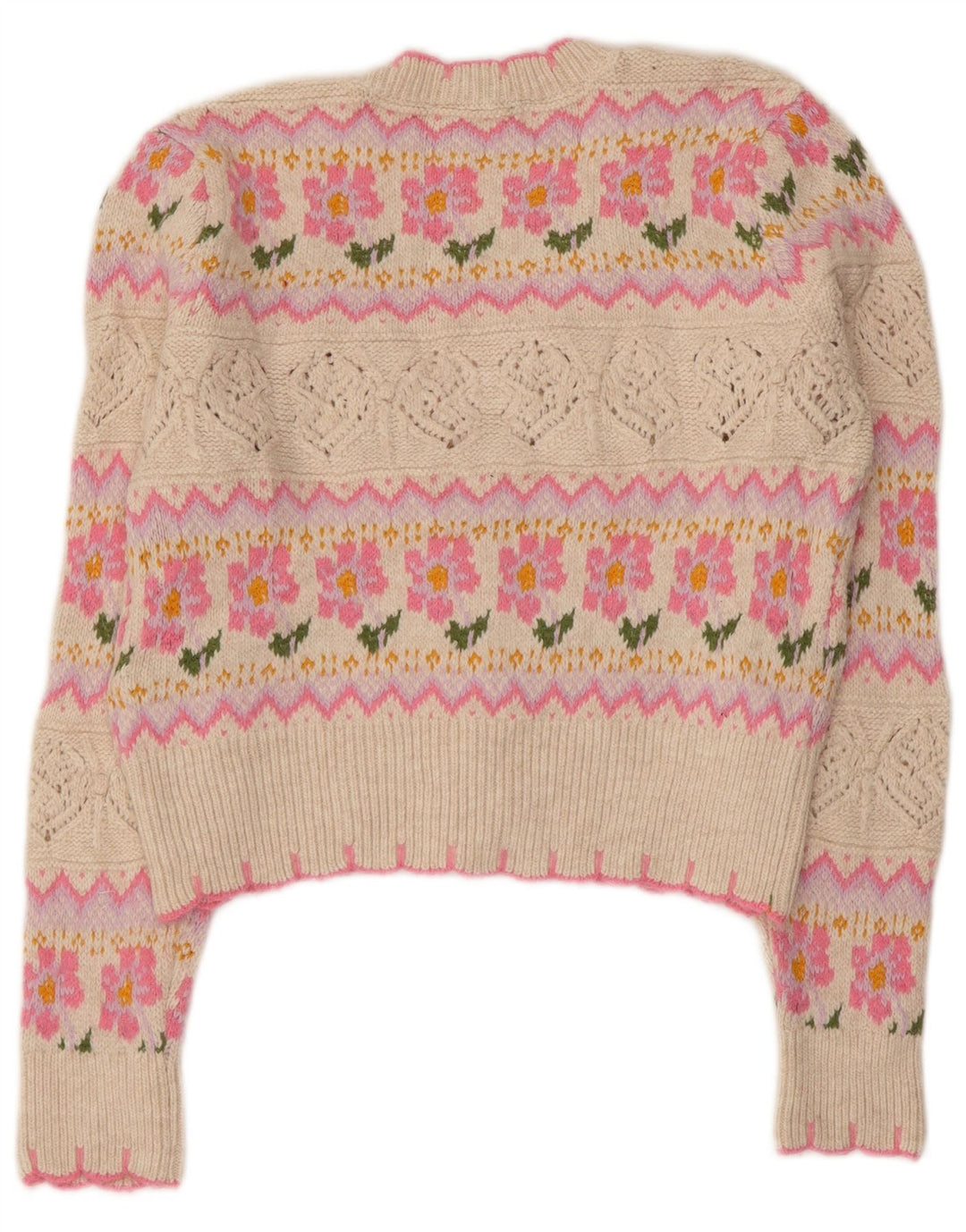 Pulover cardigan crop pentru femei ZARA UK 10 mic, roz, floral