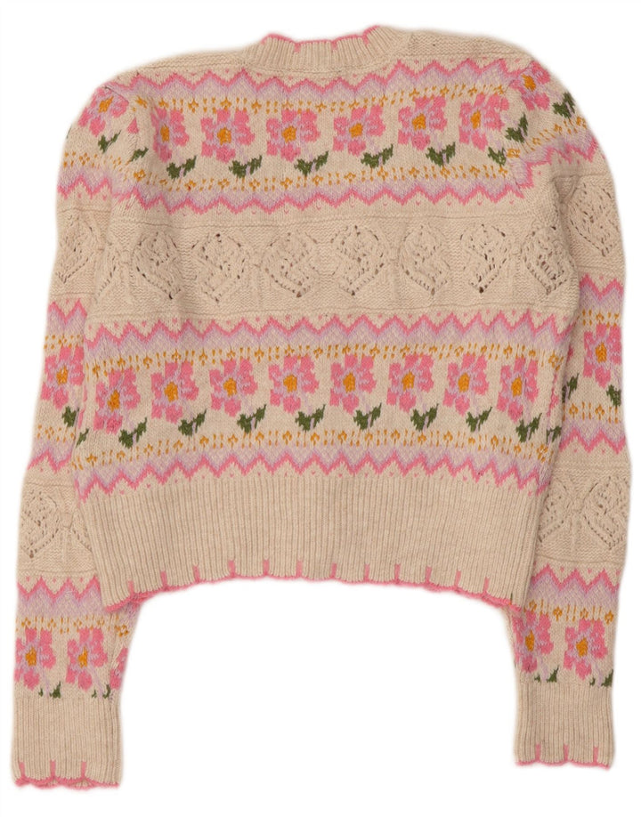 Pulover cardigan crop pentru femei ZARA UK 10 mic, roz, floral